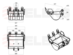 bucket for miniexcavator 380