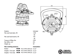 log grapple with fixed pendulum rotator for minidiggers and forest cranes dk 18 gr 100f