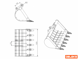 stone bucket for s380 miniexcavator 1000st